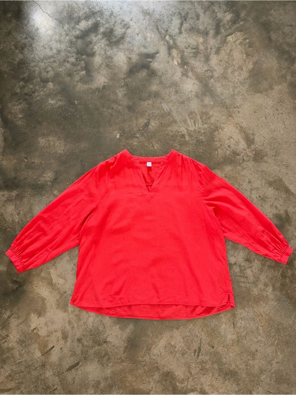 Old Navy Washed Red Linen Blend V-Neck Tunic Top Large